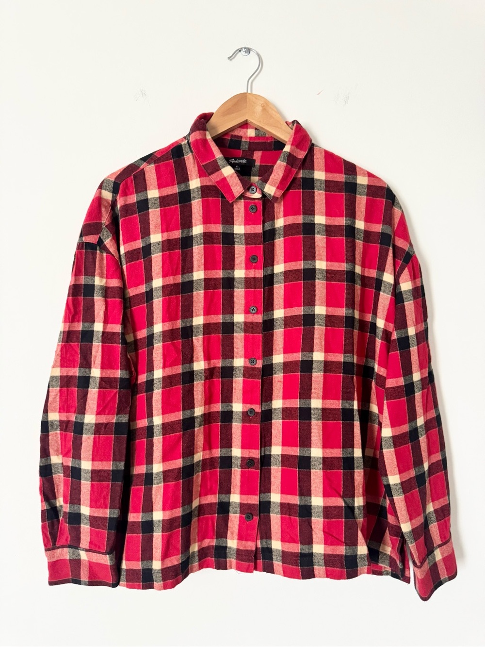 Madewell Flannel Westlake Button-Up Plaid Scarlet Size XL